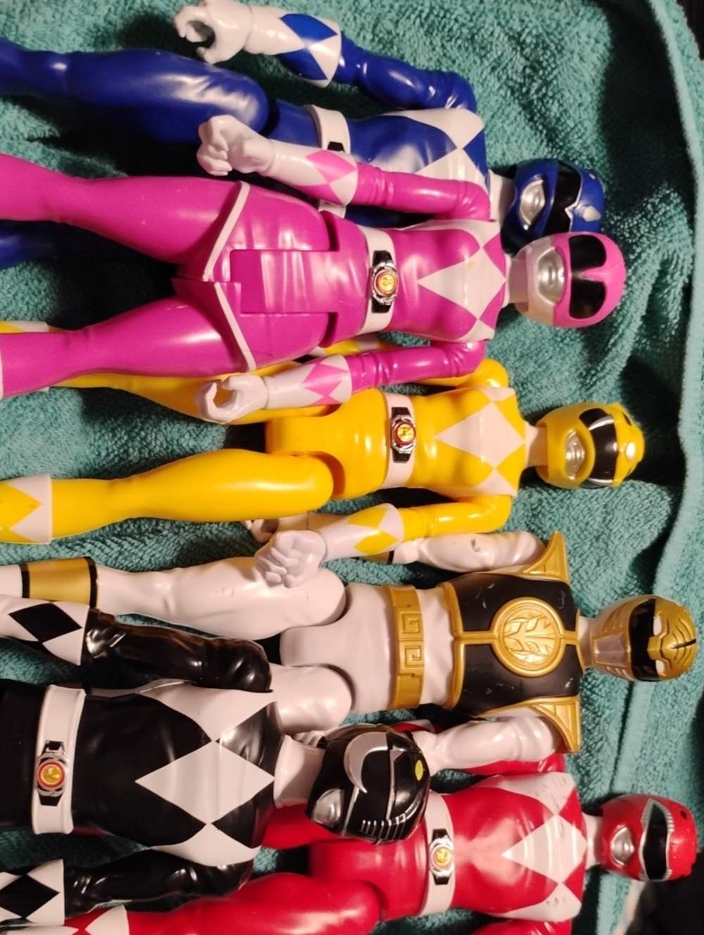 Power Ranger Figure Set with Pink, Blue, Yellow, Black, Red, White Rangers